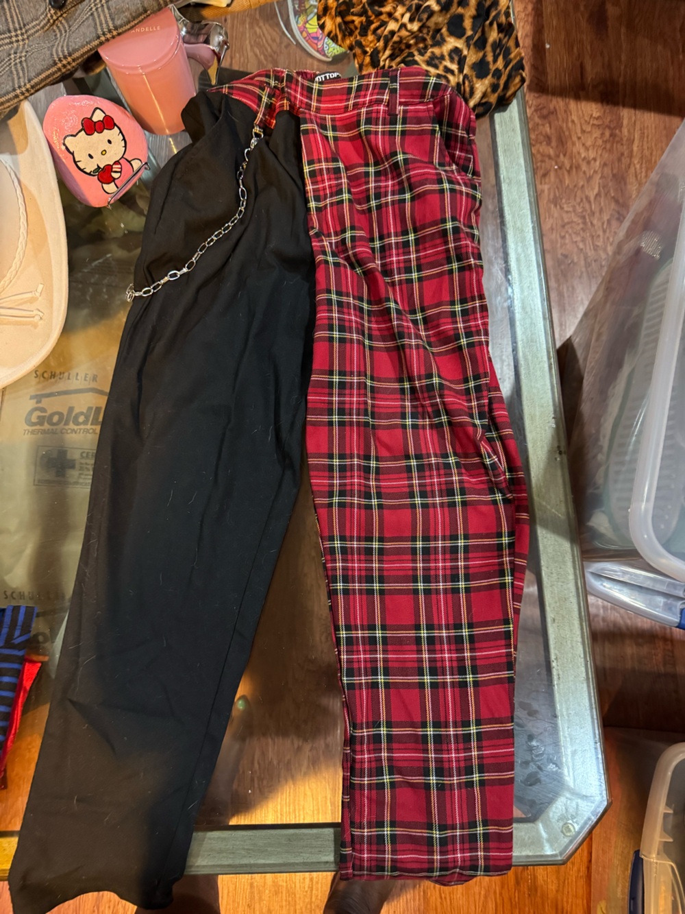 Hot Topic Red Plaid Skirt with Black and Yellow Accents